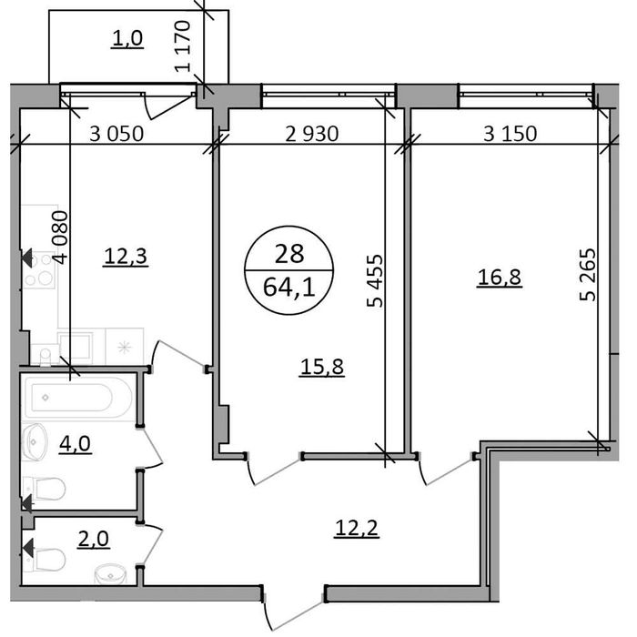 Продаж 2-кімнатної квартира біля озера, Брюховичі, площа: 64.1 м²