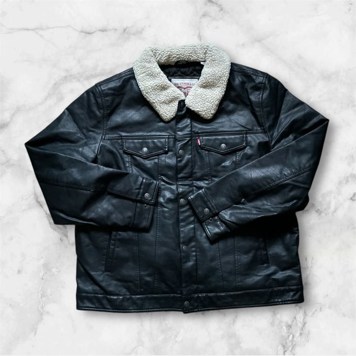 XXL 52 54 Levis куртка кожанка черная ветровка бомбер шерпа демисезон