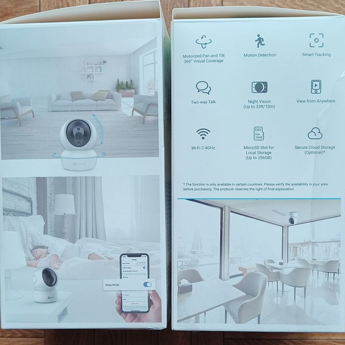 Zestaw trzech kamer wifi ezviz C6N z akcesoriami.