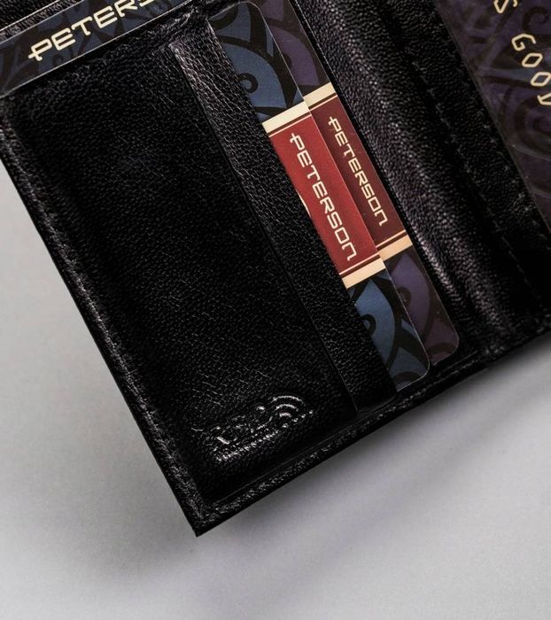 skórzany portfel damski na bigiel i zatrzask - peterson