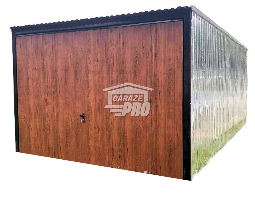 Garaż blaszany 3x5 Brama uchylna + ocynk + brama spad w tył GP104