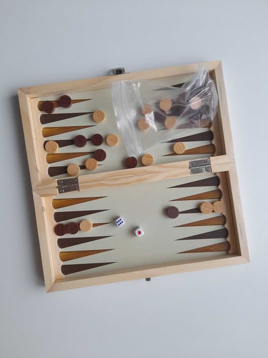 szachy drewniane 24cm warcaby tryktrak gry logiczne planszowe