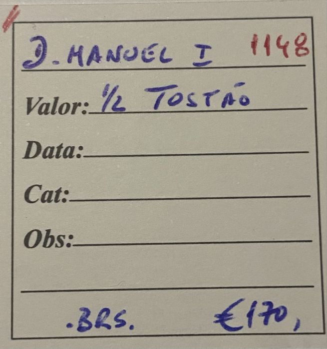 Moeda 1148 - D.MANUEL I - 1/2 Tostao