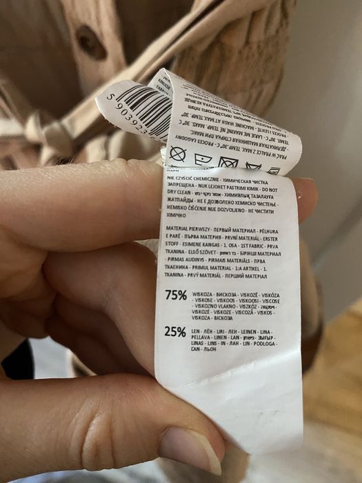 Sukienka midi wiązana w pasie len wiskoza