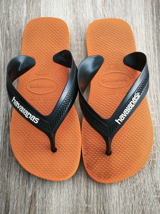 Chinelos Havaianas tam 34/35, laranja e azuis