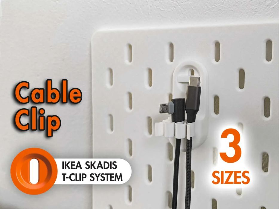 IKEA SKADIS Cable Clip (T-Clip System) – 3 Sizes