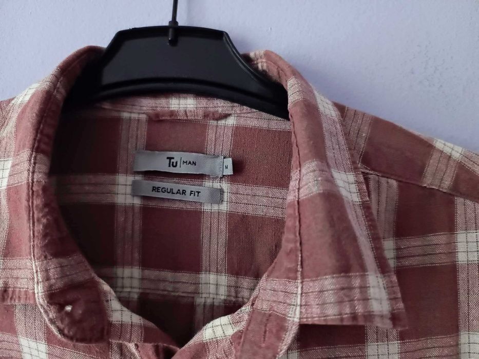 Koszula męska, rozmiar M, 55% len, stan dobry