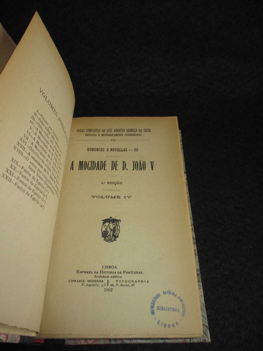 Livro A Mocidade de D. João V Luís Augusto Rebelo da Silva 1907