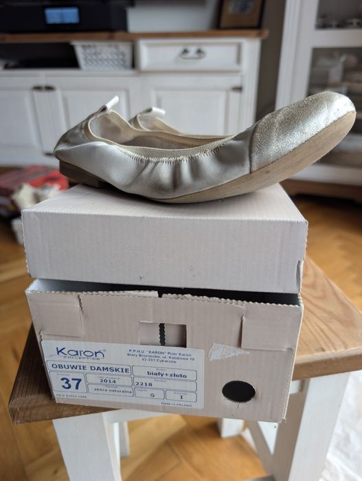 Buty czółenka baleriny Karoń 37 skóra naturalna