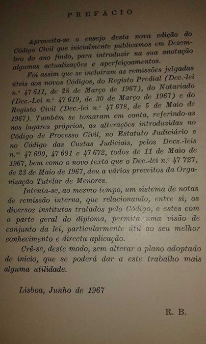 Código Civil Português, 1967 - 2ª edição - colecionável
