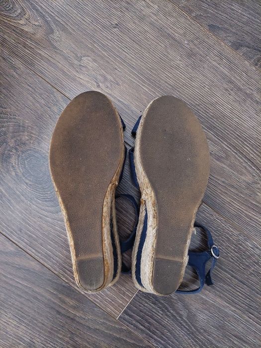 Espadryle damskie sandały na koturnie granatowe 37