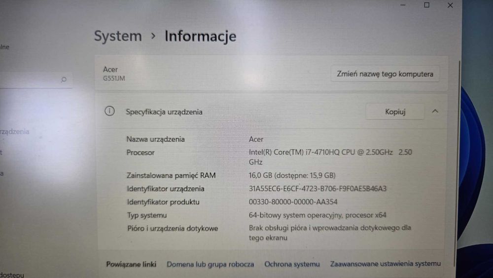 Laptop ASUS G551JM