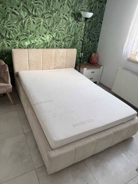 Łóżko MINDY (sztruks beż) z firmy BODZIO + materac 140x200