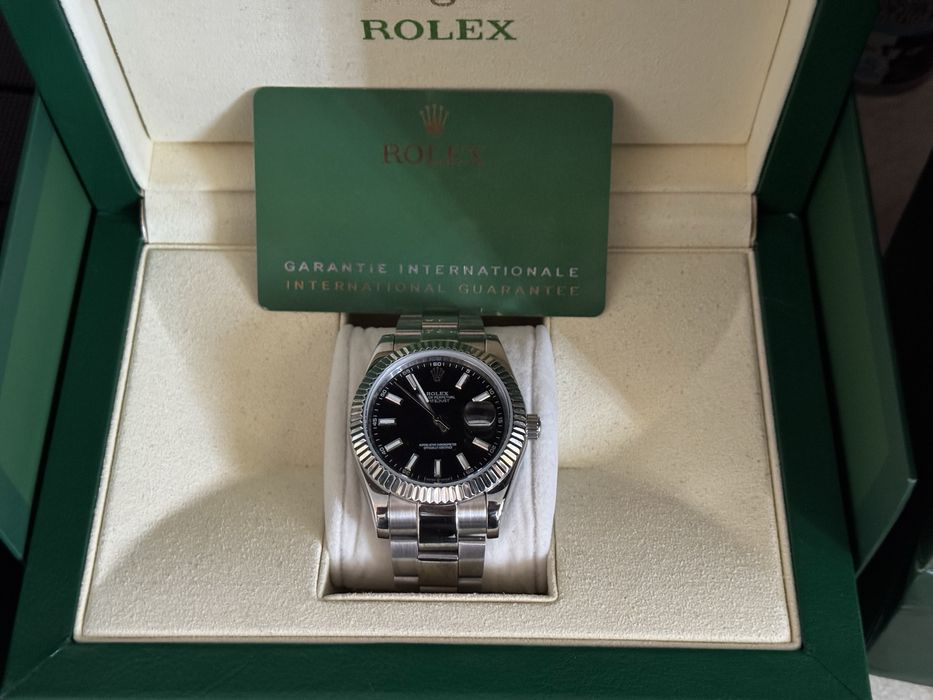 Rolex Datejust (Швейцарія ETA 2834) 41MM Oyster braslet Silver Black