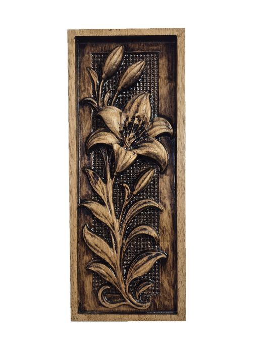 Lilie drewniana dekoracja ścienna z dębu 13,5 x 34 cm