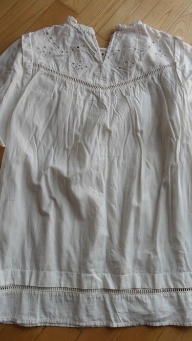 Pull&Bear-biała tunika retro L/len,cotton.haft
