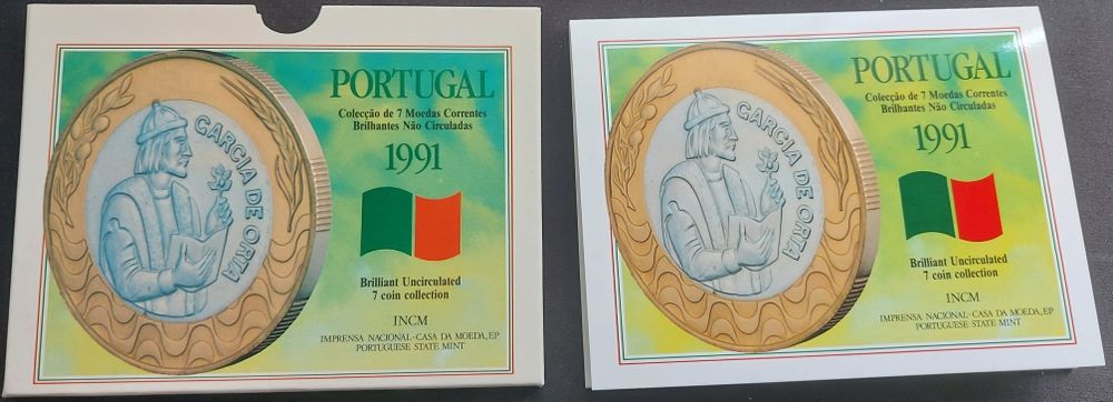 Coleção de 7 moedas correntes não circuladas - 1991