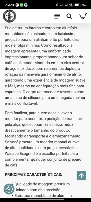 Moinho de café portátil.