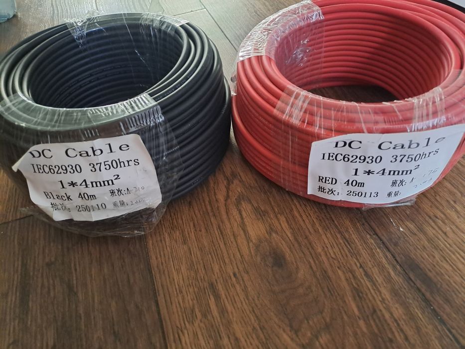 Кабель для сонячних панелей 4 мм. Бухти по 40 м.