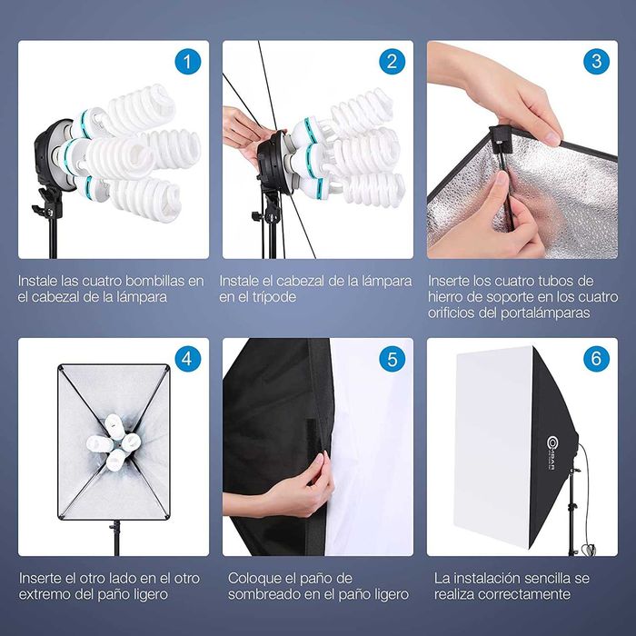 Conjunto duplo -2 tripé +2 softbox +8 lâmpadas 135w + saco