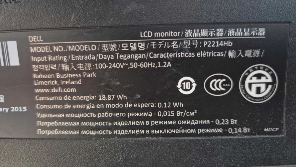 Monitor LED Dell P2214Hb