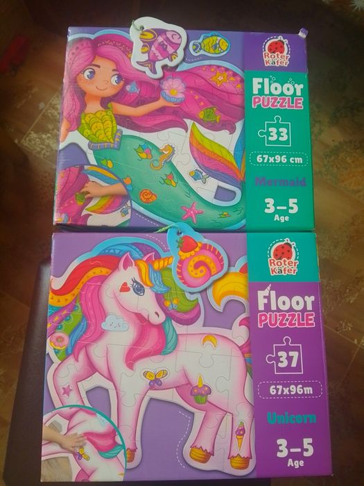 Великі підлогові пазли: Русалонька,Едінорог