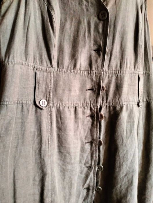 Vestido caqui em linho (tamanho 46) - Marca portuguesa Elisa Baia