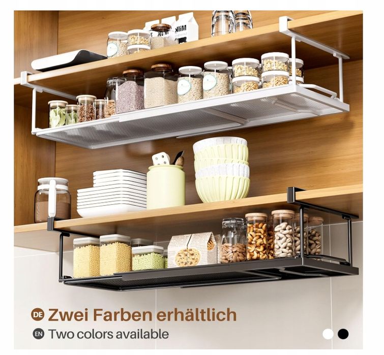 kosz pod półkę regulowany 38-70 cm organizer metalowy czarny