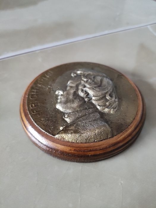 Stary medal, plakieta Fr. Chopina brąz/ mosiądz