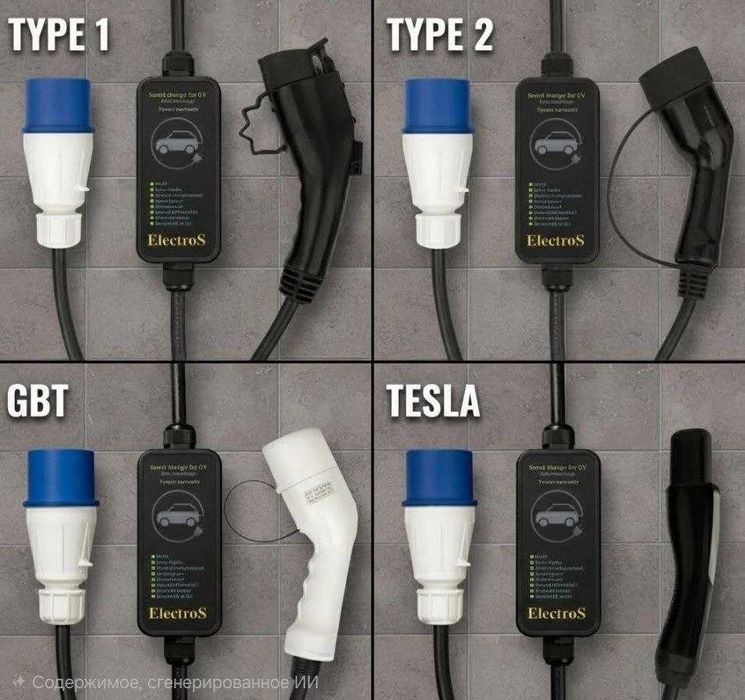 Нова зарядка ElectroS Tesla USA для електромобілів Tesla з американським роз’ємом, 7,5 кВт, 32А, Wi-Fi, гарантія 3 роки
