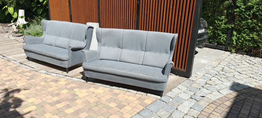 IKEA STRANDMON Sofa 3-osobowa Nordvalla ciemnoszar