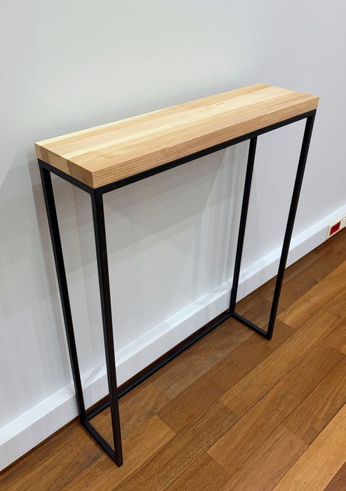 Konsolka jesionowa z metalowymi nogami 68x18 LOFT RUSTIC