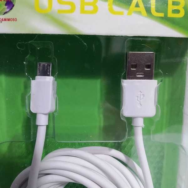 Cabo usb 2.0 Micro usb 3M Branco 2.4A Novos em caixa