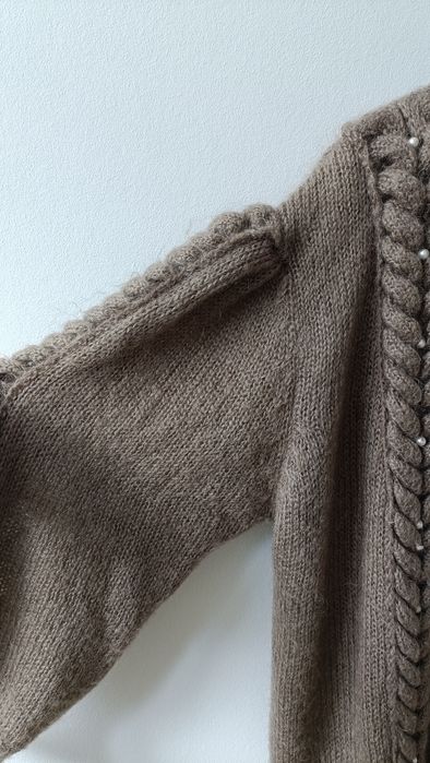 Sweter damski kardigan elegancki moher ciepły mięsisty wełniany wełna