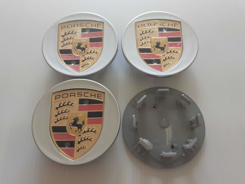 Centros/tampas de jante completos Porsche com 56, 60, 65, 68 e 76 mm