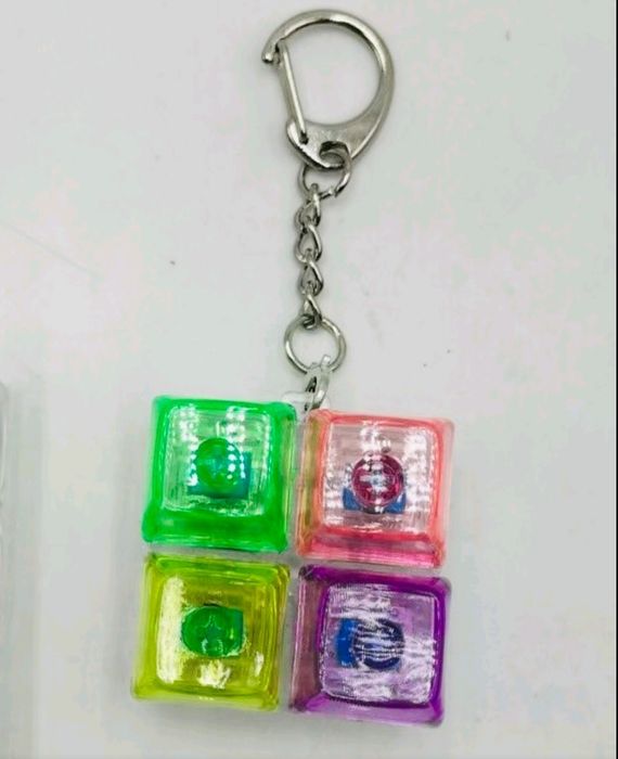 Брелок кейкап клікер, антистрес 4 клавіші LED підсвічування прозорі кл