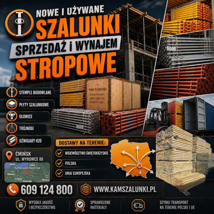 STEMPLE BUDOWLANE Sztyce Korony Doki Podpory Stropowe Płyta szalunkowa