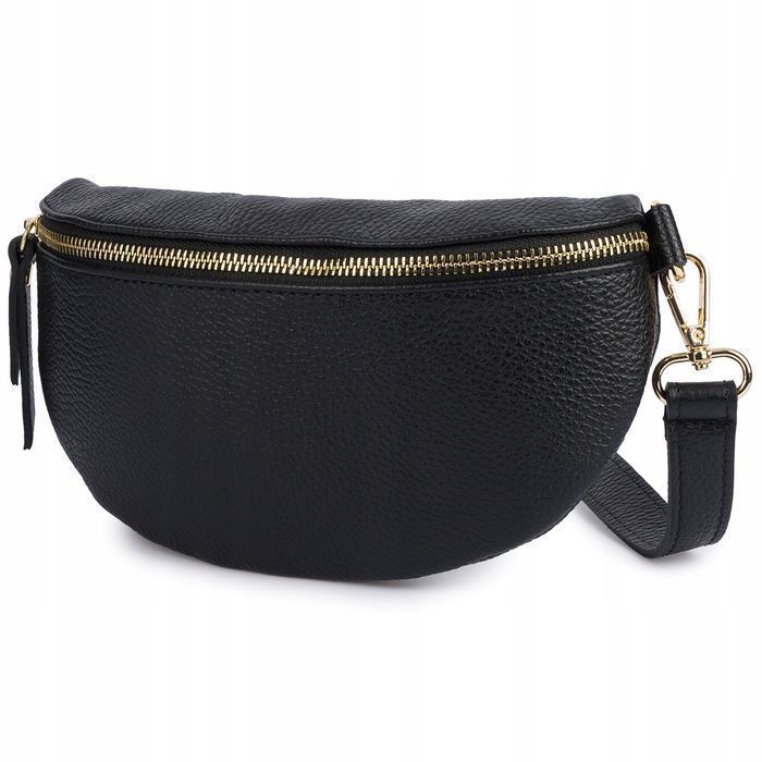 Damska Skórzana Włoska Saszetka Nerka na pasek regulowana pojemna