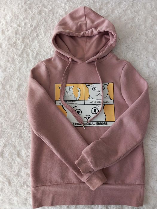 dziewczęca bluza z kapturem arktyczny róż KOT Sinsay rozmiar XXS