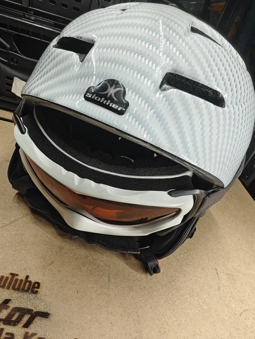 Kask narciarski Alliance Design Italy 58–60 cm + gogle pomarańczowe