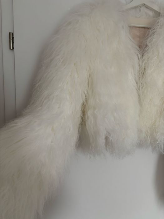 Futro lama futro z owcy snieznobiale biale futro naturalne mongolian