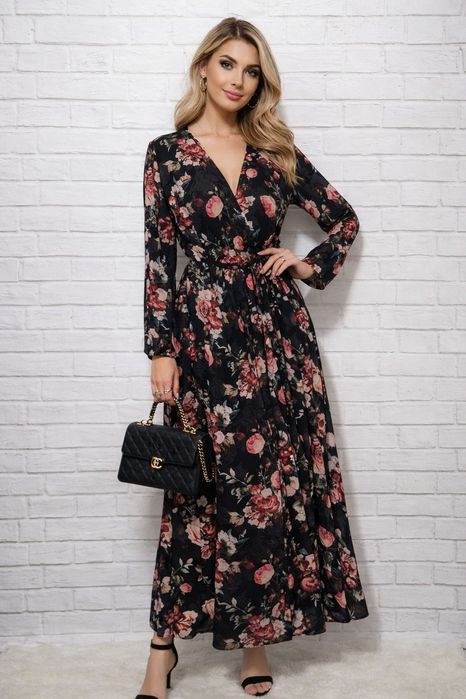 Nowa sukienka maxi Włoska w kwiaty butik