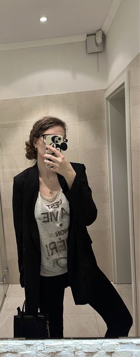 Kremowy t-shirt z efektem sprania Mango rozm L