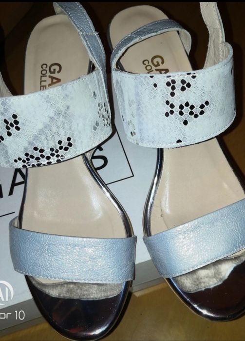 Srebrne Sandałki na słupku obcasie 36 polskie