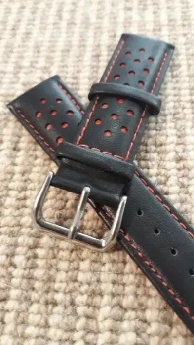 Bracelete Pele 22mm Prespontos Vermelho Seiko Tissot Citizen Hamilton