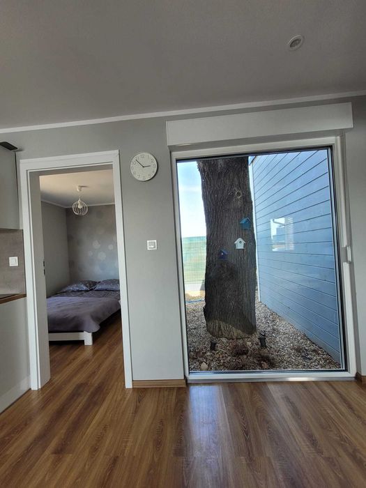 Domek nad jeziorem- linia brzegowa, pomost, mini plaża- Spalona