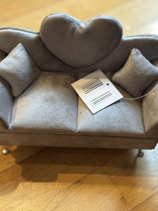 Elegancka szkatułka otwierany kuferek sofa szara-