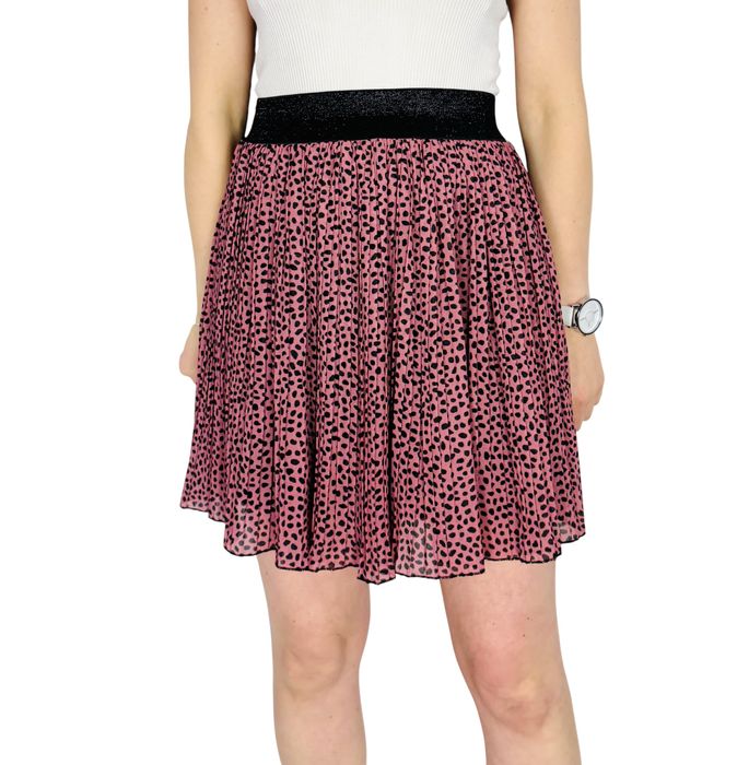 Różowa plisowana spódnica w cętki M 38