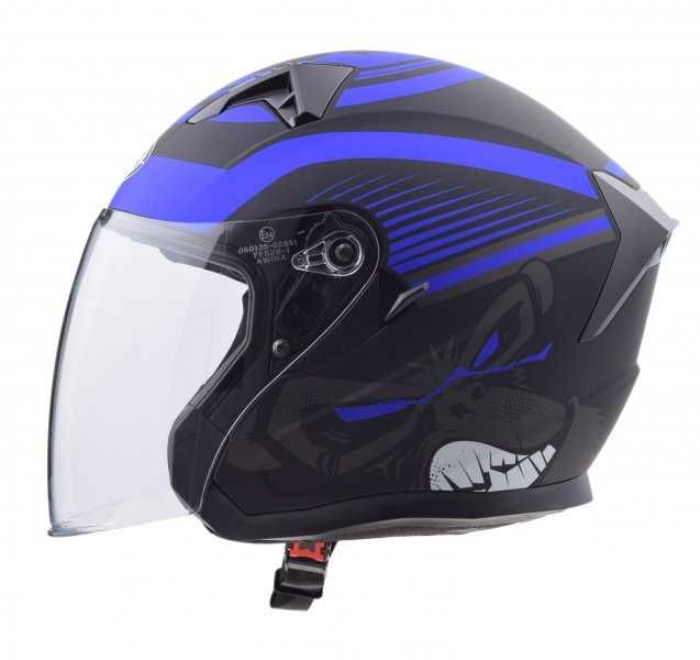 KASK Otwarty Motocyklowy BLUE MATT Skuter Chopper ECER 22.06 + BLENDA