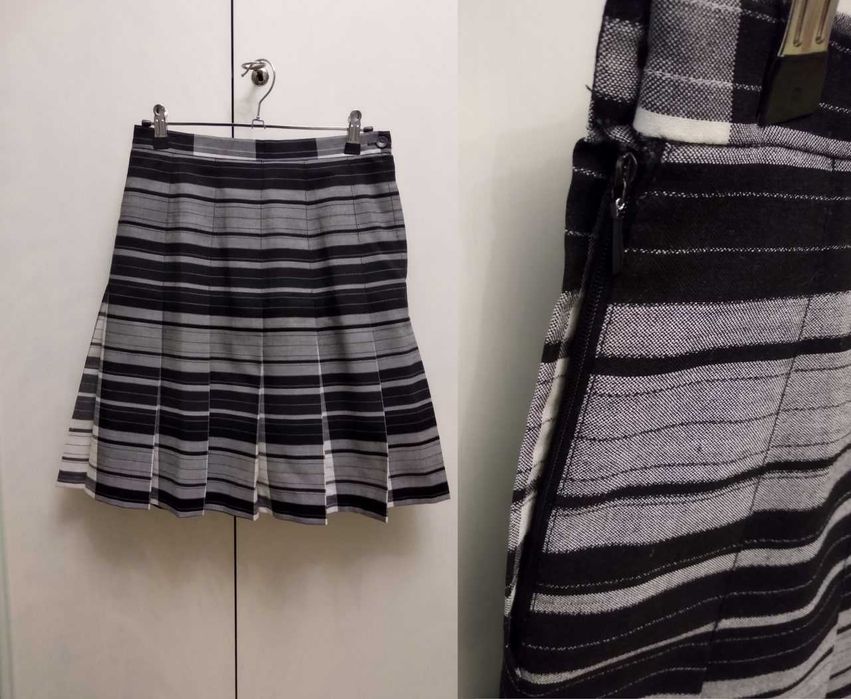 Юбка серая в полоску теплая на девочку спідниця на дівчинку 155-164